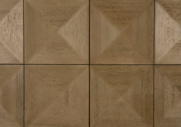 Quadrant Geometric Four Door Sideboard in Sculptural Walnut Veneer for Modern Dining Rooms