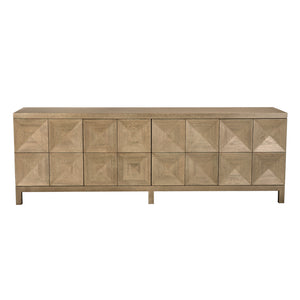 Quadrant Geometric Four Door Sideboard in Sculptural Walnut Veneer for Modern Dining Rooms