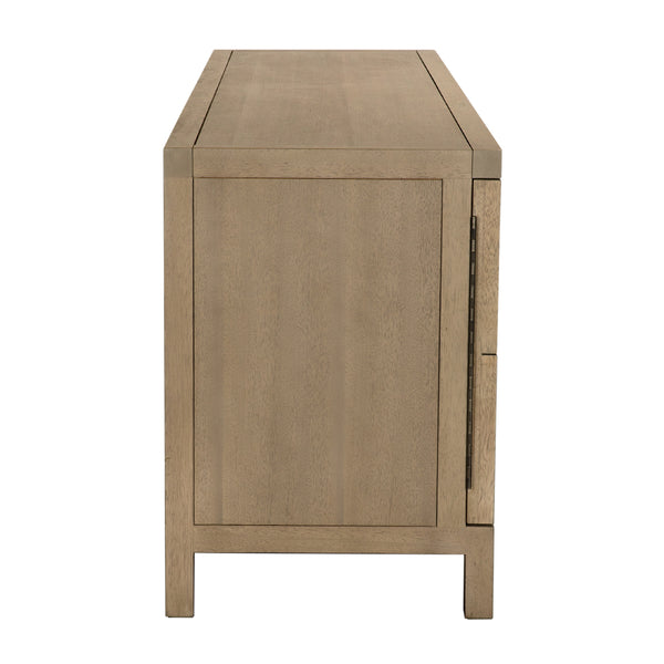 Quadrant Geometric Four Door Sideboard in Sculptural Walnut Veneer for Modern Dining Rooms