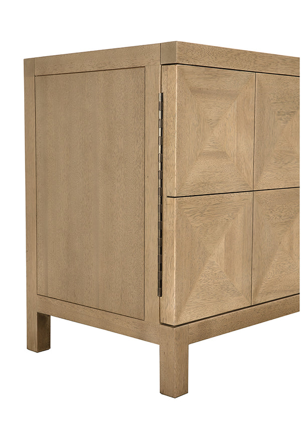 Quadrant Geometric Four Door Sideboard in Sculptural Walnut Veneer for Modern Dining Rooms