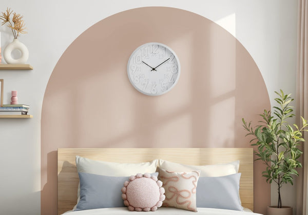 Monarch Specialties Clocks, 12" Round Modern Wall Clock With Quiet Quartz, Raised 12/24-Hour Numerals For Easy Reading WHITE,BLACK I 9118