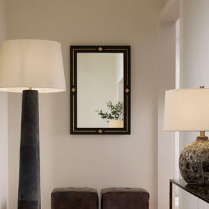 Jamie Young Co. Lloyd Mango Wood Rectangle Mirror With Hand-Inlaid Brass Accents, Artisanal Frame 38"H X 26"W 6LLOY-MIBK