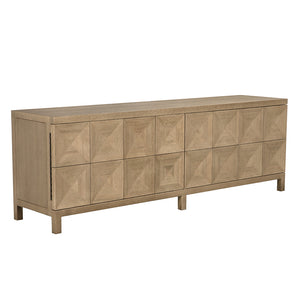 Quadrant Geometric Four Door Sideboard in Sculptural Walnut Veneer for Modern Dining Rooms