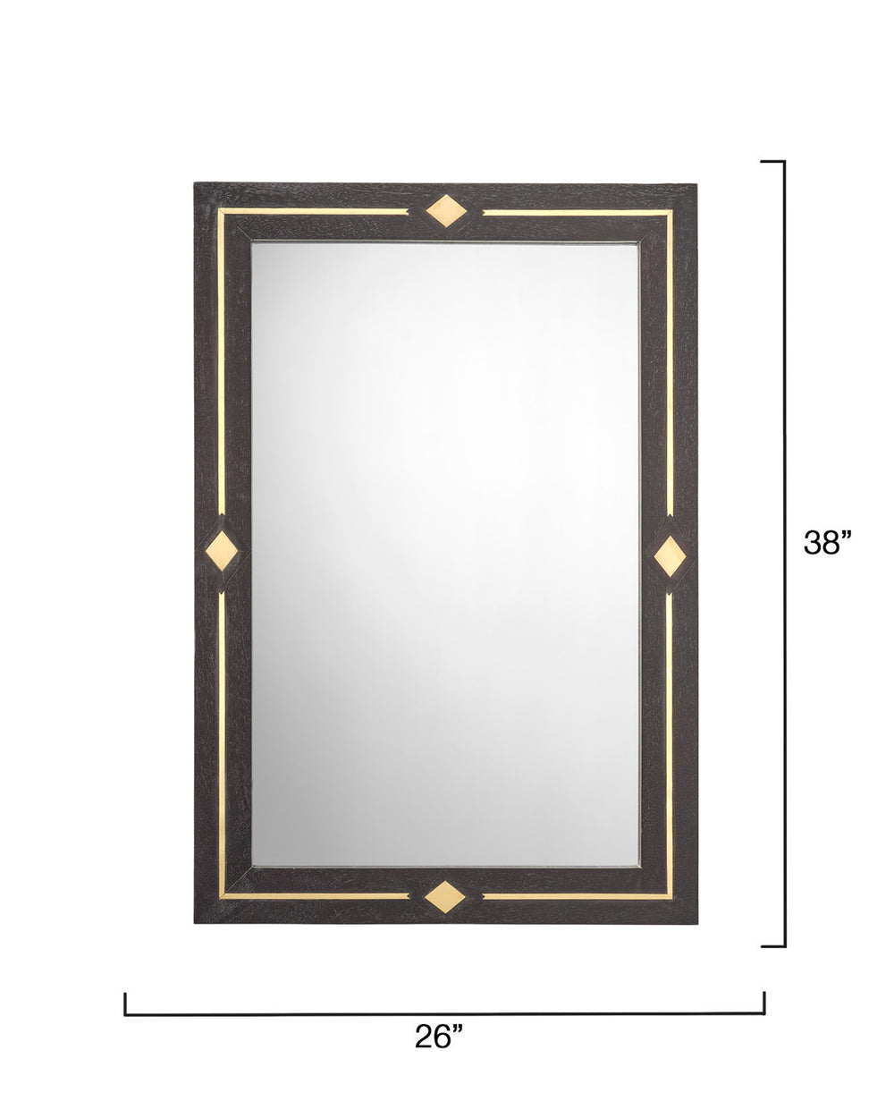 Jamie Young Co. Lloyd Mango Wood Rectangle Mirror With Hand-Inlaid Brass Accents, Artisanal Frame 38"H X 26"W 6LLOY-MIBK