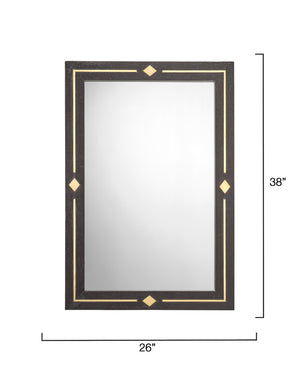 Jamie Young Co. Lloyd Mango Wood Rectangle Mirror With Hand-Inlaid Brass Accents, Artisanal Frame 38"H X 26"W 6LLOY-MIBK