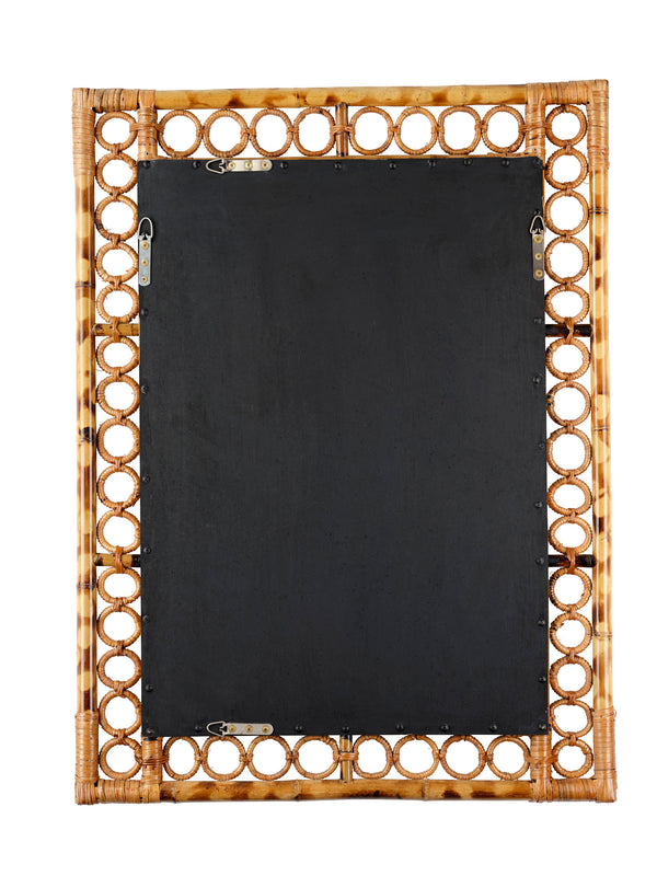 Jamie Young Co. Marche Handcrafted Natural Bamboo Mirror With Concentric Ring Frame, Coastal Boho Accent 40"X30" 6MARC-MINA