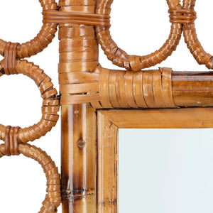Jamie Young Co. Marche Handcrafted Natural Bamboo Mirror With Concentric Ring Frame, Coastal Boho Accent 40"X30" 6MARC-MINA