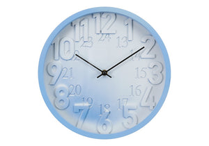 Monarch Specialties Clocks, 12" Round Quiet Quartz Wall Clock With Raised Numerals, 24-Hour Dial, Contemporary Appeal BLUE,BLACK,WHITE I 9119