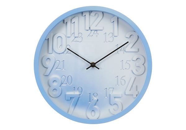 Monarch Specialties Clocks, 12" Round Quiet Quartz Wall Clock With Raised Numerals, 24-Hour Dial, Contemporary Appeal BLUE,BLACK,WHITE I 9119