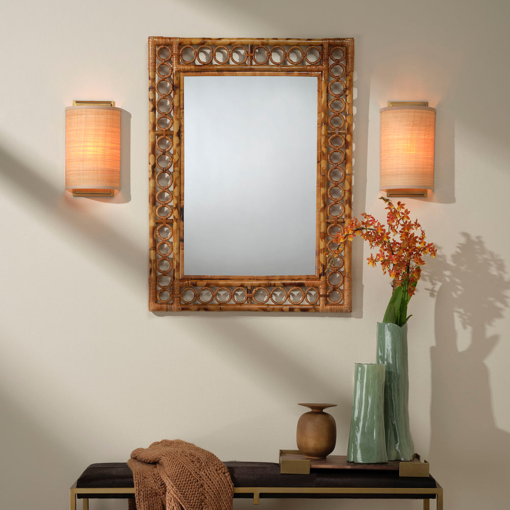 Jamie Young Co. Marche Handcrafted Natural Bamboo Mirror With Concentric Ring Frame, Coastal Boho Accent 40"X30" 6MARC-MINA