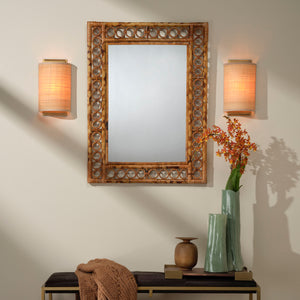 Jamie Young Co. Marche Handcrafted Natural Bamboo Mirror With Concentric Ring Frame, Coastal Boho Accent 40"X30" 6MARC-MINA