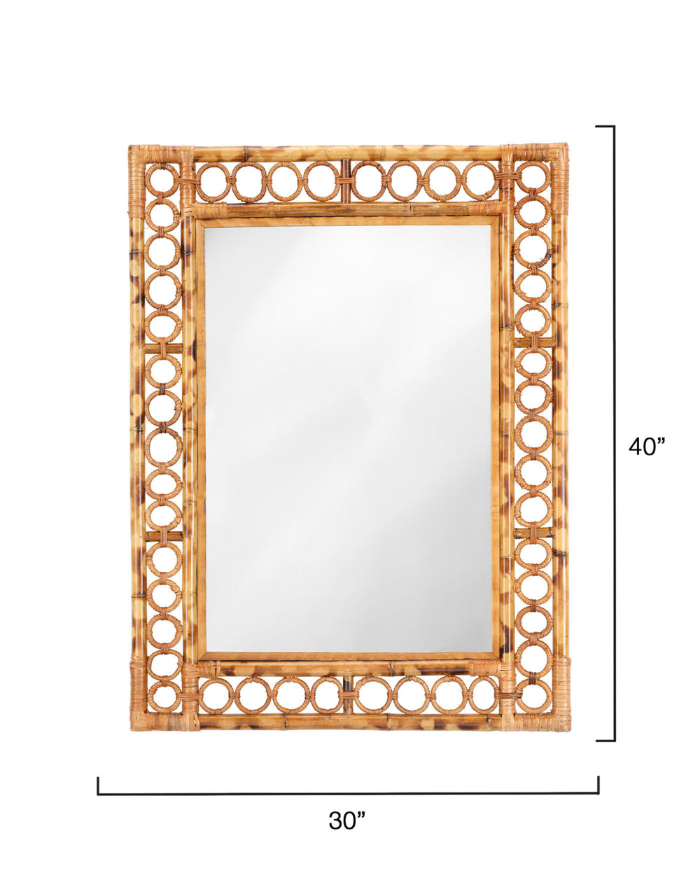 Jamie Young Co. Marche Handcrafted Natural Bamboo Mirror With Concentric Ring Frame, Coastal Boho Accent 40"X30" 6MARC-MINA