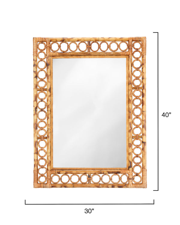 Jamie Young Co. Marche Handcrafted Natural Bamboo Mirror With Concentric Ring Frame, Coastal Boho Accent 40"X30" 6MARC-MINA