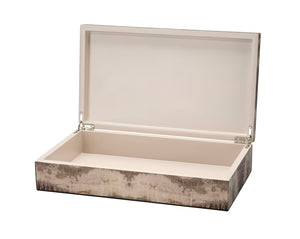 Jamie Young Co. Venom Lacquered Wood Decorative Box With Hand-Applied Nature Motifs, Felt Bottom, Silver Hinges 7VENO-BXCH