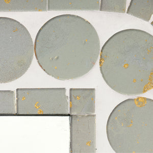 Jamie Young Co. Penny Handcrafted Sage Rectangle Wall Mirror With Gold-Foil Mosaic Accents, Vintage Charm 36"H 6PENN-MISG