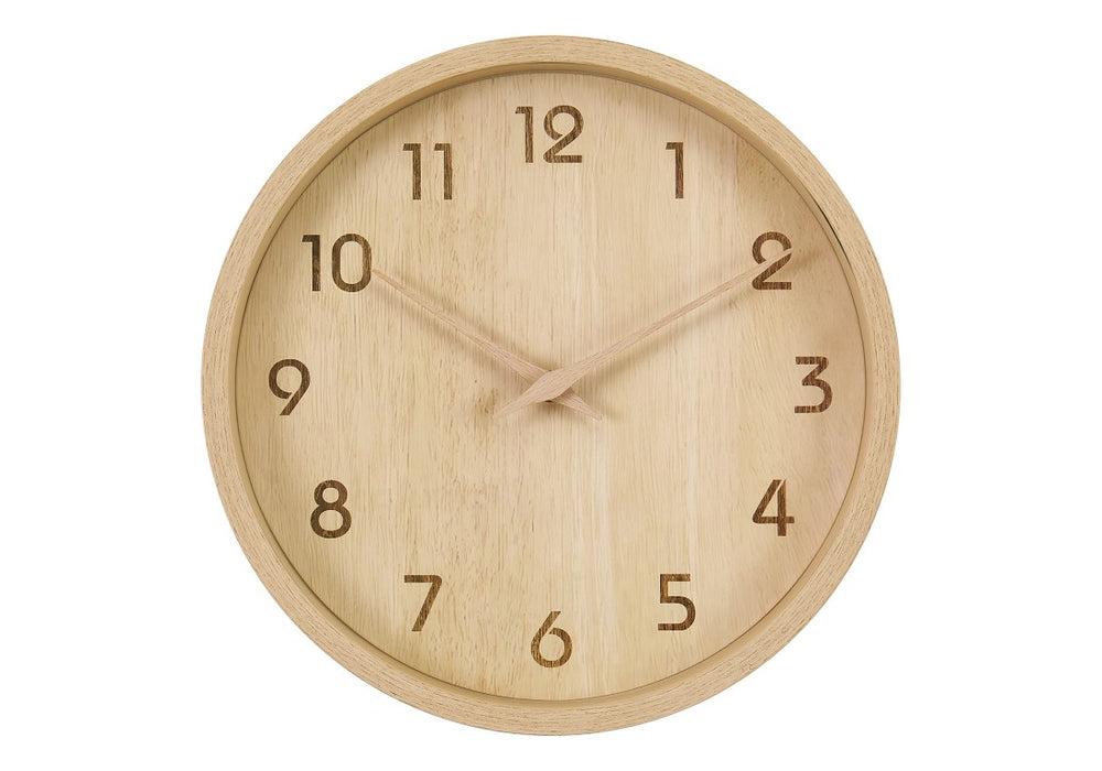 Monarch Specialties Clocks, 12" Round Wall Clock With Wood-Look Face And Silent Quartz Movement For Quiet Rooms (12") BROWN,NATURAL I 9120