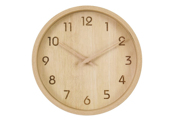 Monarch Specialties Clocks, 12" Round Wall Clock With Wood-Look Face And Silent Quartz Movement For Quiet Rooms (12") BROWN,NATURAL I 9120