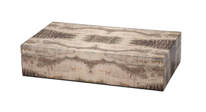 Jamie Young Co. Venom Lacquered Wood Decorative Box With Hand-Applied Nature Motifs, Felt Bottom, Silver Hinges 7VENO-BXCH