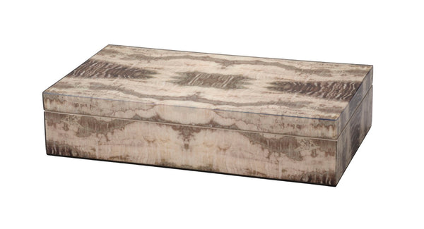 Jamie Young Co. Venom Lacquered Wood Decorative Box With Hand-Applied Nature Motifs, Felt Bottom, Silver Hinges 7VENO-BXCH