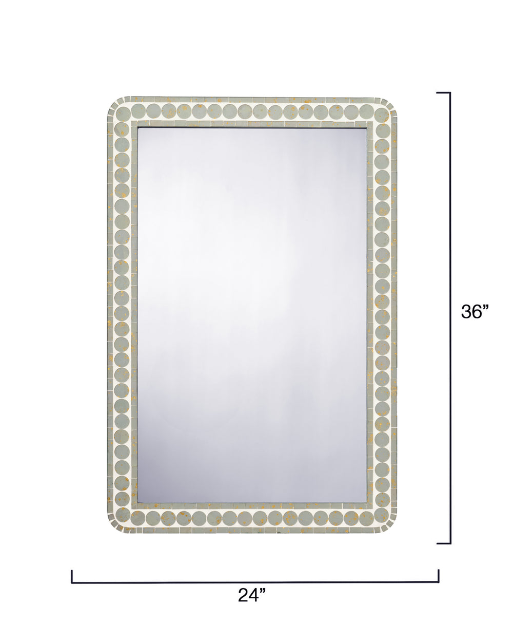 Jamie Young Co. Penny Handcrafted Sage Rectangle Wall Mirror With Gold-Foil Mosaic Accents, Vintage Charm 36"H 6PENN-MISG