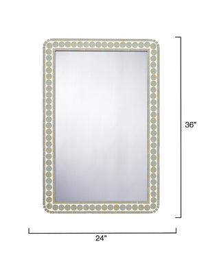 Jamie Young Co. Penny Handcrafted Sage Rectangle Wall Mirror With Gold-Foil Mosaic Accents, Vintage Charm 36"H 6PENN-MISG