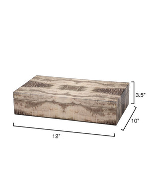 Jamie Young Co. Venom Lacquered Wood Decorative Box With Hand-Applied Nature Motifs, Felt Bottom, Silver Hinges 7VENO-BXCH