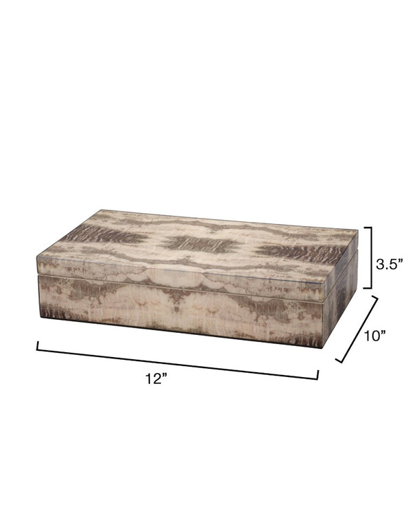 Jamie Young Co. Venom Lacquered Wood Decorative Box With Hand-Applied Nature Motifs, Felt Bottom, Silver Hinges 7VENO-BXCH