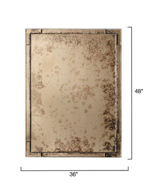 Jamie Young Co. Versailles Handcrafted Antiqued Glass Wall Mirror With Beveled Panels Brown Patina, 48"H X 36"W 6VERS-MIAG