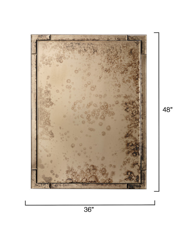 Jamie Young Co. Versailles Handcrafted Antiqued Glass Wall Mirror With Beveled Panels Brown Patina, 48"H X 36"W 6VERS-MIAG