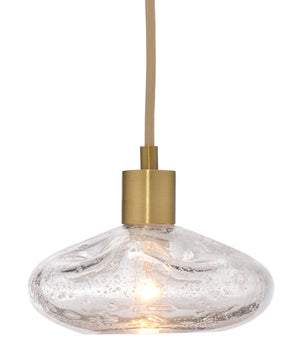 Jamie Young Co. Reservoir Pendant With Hand-Blown Seeded Glass, Antique Brass Finish, Adjustable Drop For Islands 5RESE-PECL