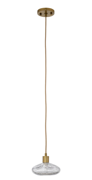 Jamie Young Co. Reservoir Pendant With Hand-Blown Seeded Glass, Antique Brass Finish, Adjustable Drop For Islands 5RESE-PECL