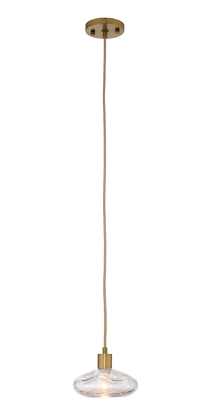 Jamie Young Co. Reservoir Pendant With Hand-Blown Seeded Glass, Antique Brass Finish, Adjustable Drop For Islands 5RESE-PECL
