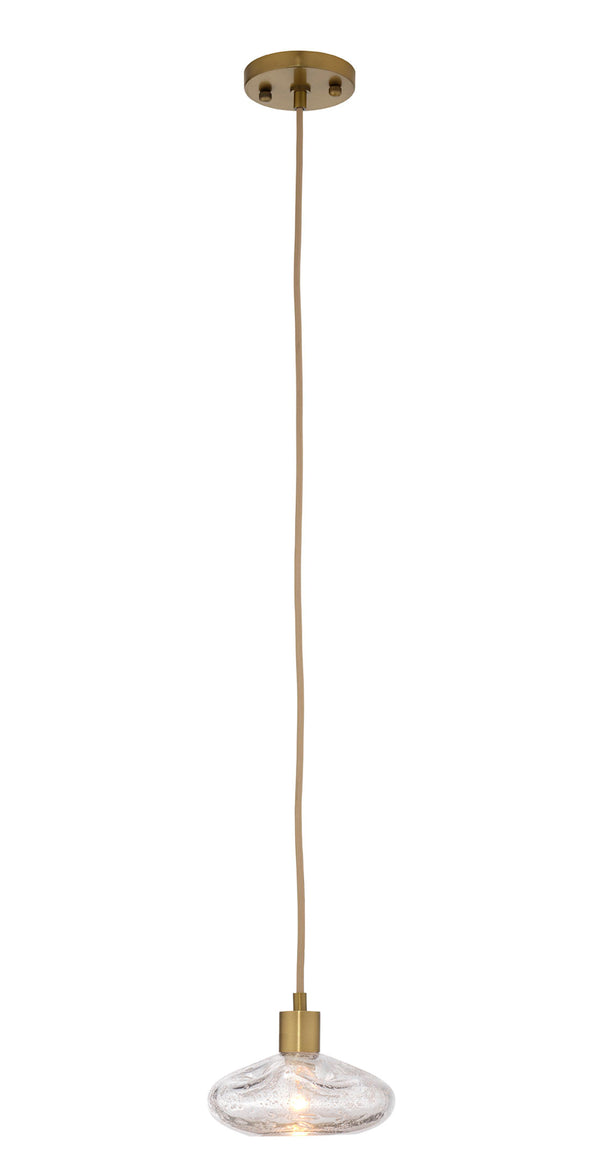 Jamie Young Co. Reservoir Pendant With Hand-Blown Seeded Glass, Antique Brass Finish, Adjustable Drop For Islands 5RESE-PECL