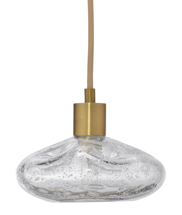 Jamie Young Co. Reservoir Pendant With Hand-Blown Seeded Glass, Antique Brass Finish, Adjustable Drop For Islands 5RESE-PECL