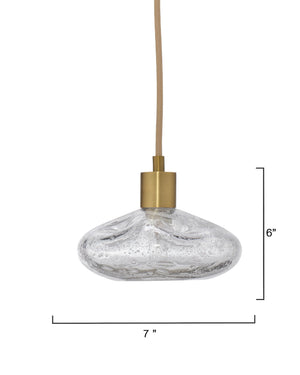 Jamie Young Co. Reservoir Pendant With Hand-Blown Seeded Glass, Antique Brass Finish, Adjustable Drop For Islands 5RESE-PECL