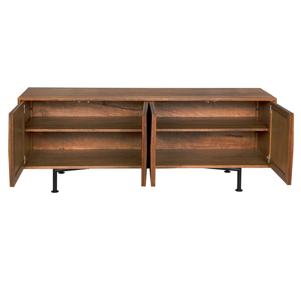 Lionell Solid Walnut Sideboard with Iron Base for Modern Dining and Living Spaces