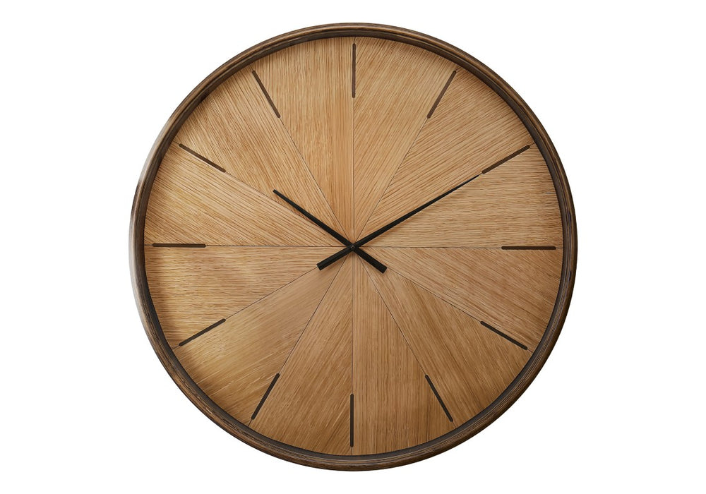 Monarch Specialties Clocks, 30" Oversized Round Wall Clock With Wood-Look Dial, Silent Quartz Movement, Modern Decor BROWN,BLACK I 9022