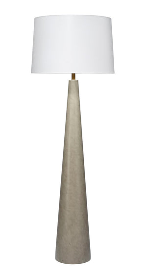 Jamie Young Co. Alps Steel Floor Lamp With Hand-Rubbed Warm Grey Finish, White Linen Drum Shade, Mid-Century Flair 9ALPSPFLGRAY
