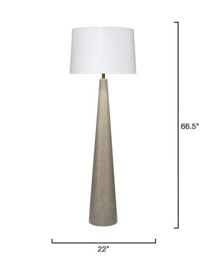 Jamie Young Co. Alps Steel Floor Lamp With Hand-Rubbed Warm Grey Finish, White Linen Drum Shade, Mid-Century Flair 9ALPSPFLGRAY