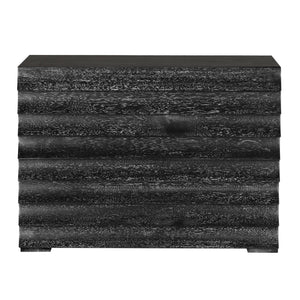 Frederico Four Drawer Console in Cerused Walnut Brutalist Sculptural Entryway Cabinet