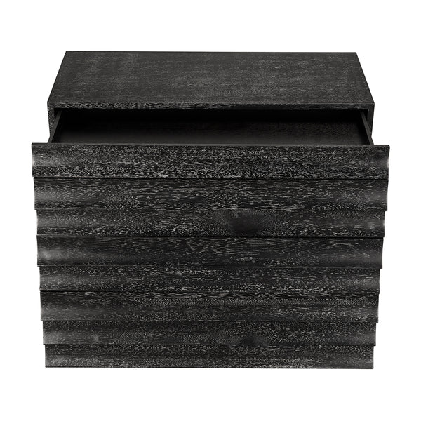 Frederico Four Drawer Console in Cerused Walnut Brutalist Sculptural Entryway Cabinet