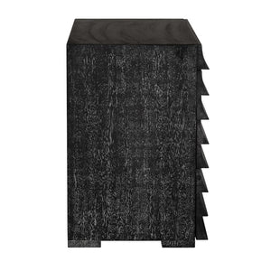 Frederico Four Drawer Console in Cerused Walnut Brutalist Sculptural Entryway Cabinet