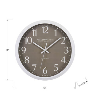 Monarch Specialties Clocks, Sleek 12" Round Wall Clock With Dark Bronze Dial, Silent Quartz Movement, Modern Accent BROWN,WHITE I 9115