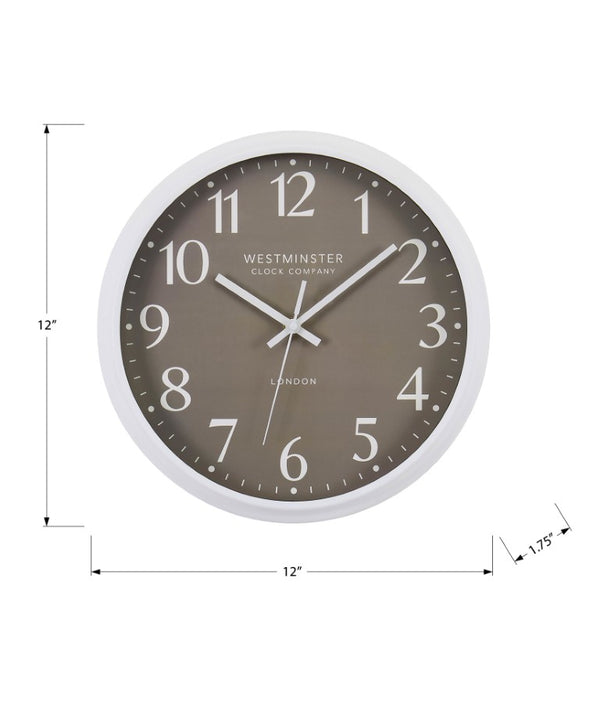 Monarch Specialties Clocks, Sleek 12" Round Wall Clock With Dark Bronze Dial, Silent Quartz Movement, Modern Accent BROWN,WHITE I 9115
