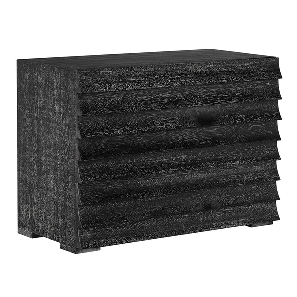 Frederico Four Drawer Console in Cerused Walnut Brutalist Sculptural Entryway Cabinet