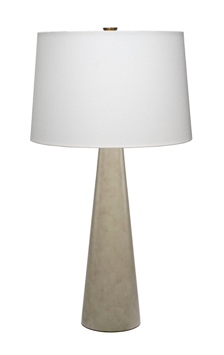Jamie Young Co. Alps Metal Table Lamp Warm Grey — Hand-Rubbed Steel Base, Off-White Linen Shade, Mid-Century Modern Accent 9ALPSTLGREY