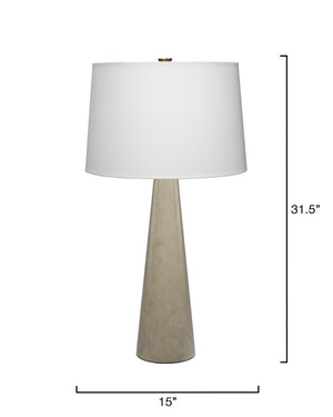 Jamie Young Co. Alps Metal Table Lamp Warm Grey — Hand-Rubbed Steel Base, Off-White Linen Shade, Mid-Century Modern Accent 9ALPSTLGREY