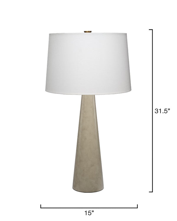 Jamie Young Co. Alps Metal Table Lamp Warm Grey — Hand-Rubbed Steel Base, Off-White Linen Shade, Mid-Century Modern Accent 9ALPSTLGREY