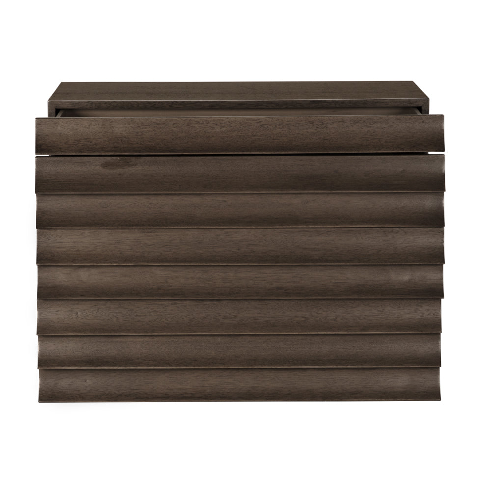 Frederico Fluted Walnut Console Table with Four Drawers for Entryway or Living Room