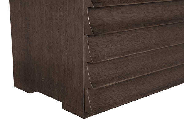 Frederico Fluted Walnut Console Table with Four Drawers for Entryway or Living Room